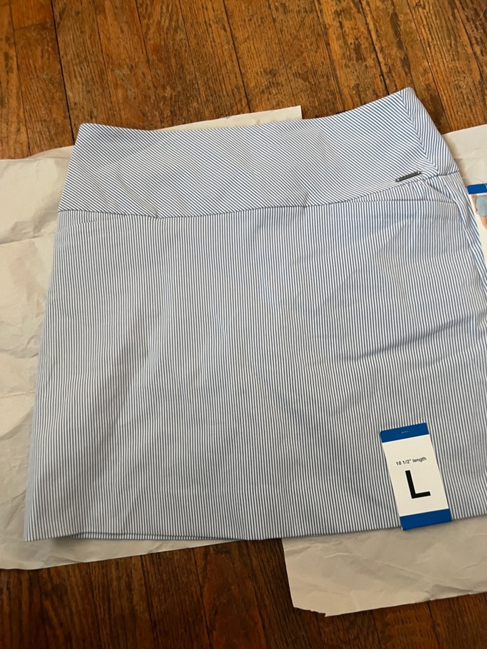 Striped Blue and White Women’s Skirt - Classic Pencil Style with shorts